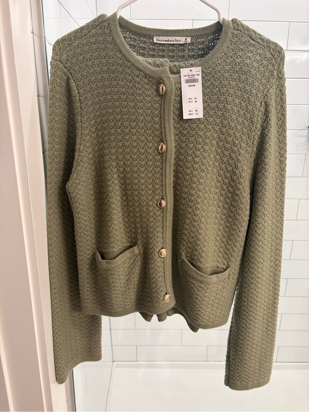 Abercrombie Textural Crew Sweater Jacket  - M - Picture 2 of 5